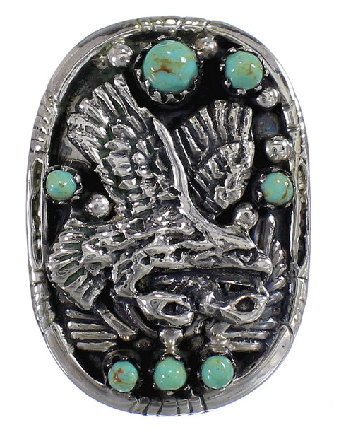 Southwest Turquoise And Sterling Silver Eagle Ring Size 5 RX80568